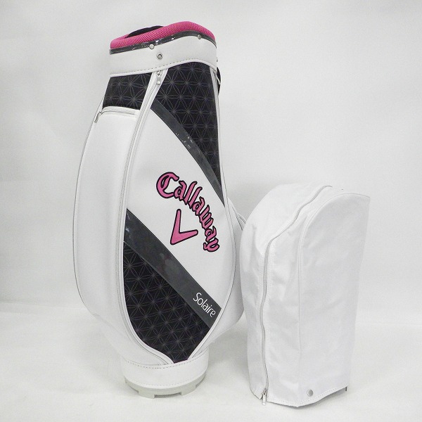 実際に弊社で買取させて頂いたCallaway/キャロウェイ Solaire/ソレイル レディース 6分割キャディバッグ ホワイト 1w用ヘッドカバー付きの画像 1枚目