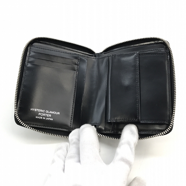 実際に弊社で買取させて頂いたHYSTERIC GLAMOUR×PORTER/ヒステリックグラマー×ポーター 二つ折り財布 ラウンドジップ 財布の画像 3枚目
