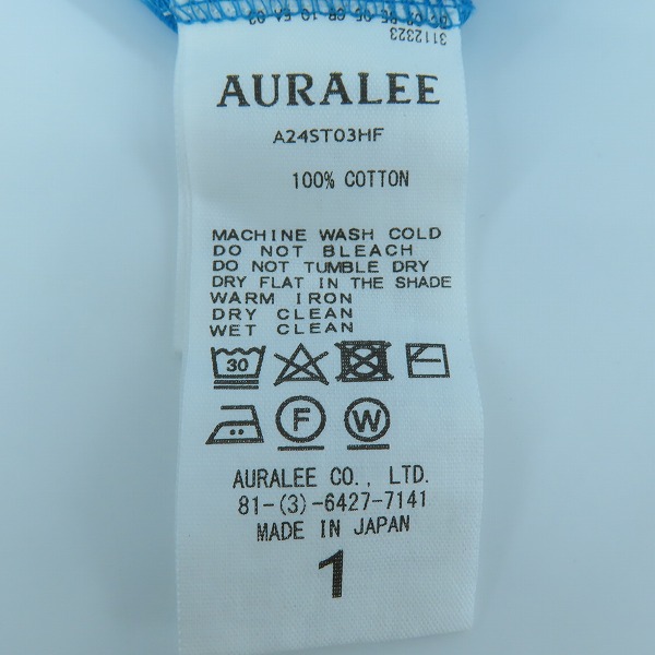 実際に弊社で買取させて頂いたAURALEE/オーラリー SUPER HIGH GAUGE SHEER RIB TEE/半袖シャツ カットソー A24ST03HF/1の画像 3枚目
