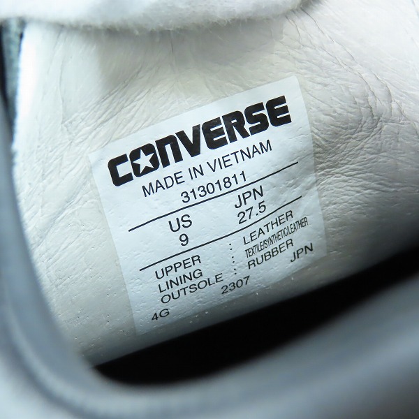 実際に弊社で買取させて頂いたCONVERSE/コンバース ALL STAR COUPE LEATHER OX オールスター クップ レザー ブラック 31301811/27.5の画像 5枚目