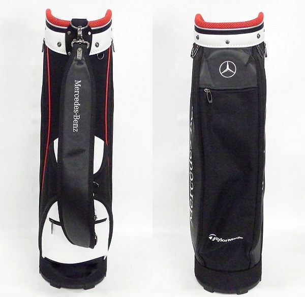実際に弊社で買取させて頂いたTaylormadeｘMercedes-Benz/テーラーメイドｘメルセデス・ベンツ 5分割キャディバッグ ブラックｘホワイトｘレッドの画像 2枚目