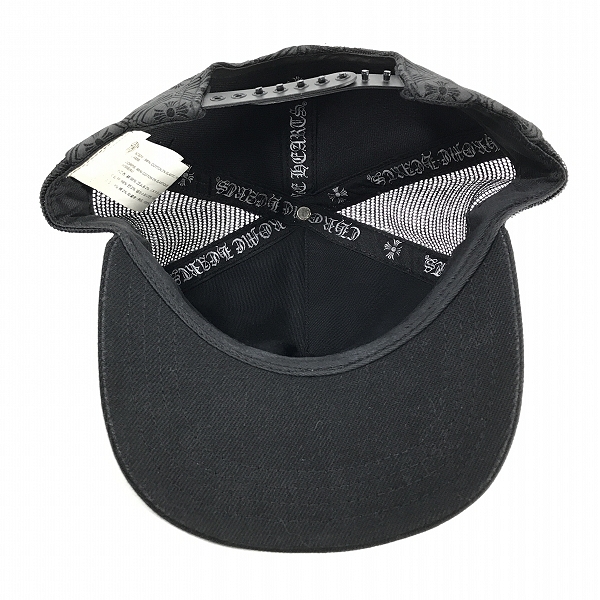 実際に弊社で買取させて頂いたCHROME HEARTS/クロムハーツ  セメタリークロスレザーパッチ CHクロスメッシュキャップの画像 4枚目