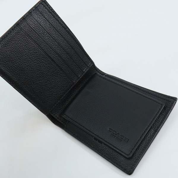 実際に弊社で買取させて頂いたCOACH/コーチ ヴァーシティ ストライプレザー 二つ折り財布 F24649の画像 3枚目