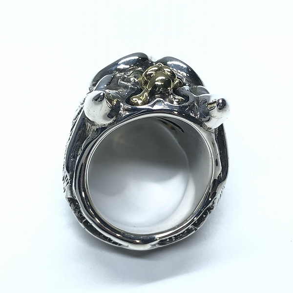 実際に弊社で買取させて頂いた【ギャラ付/1点物】BWL グラフィティマスタースカルリング ガーネットアイズ 18K Xボーンスカル w/2ダイヤアイズ/21.5号の画像 4枚目