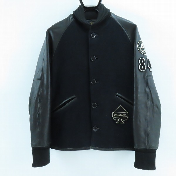 実際に弊社で買取させて頂いたHYSTERIC GLAMOUR/ヒステリックグラマー ワッペン付 袖レザースタジャン 0214AB03/M