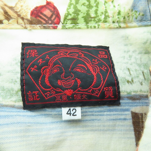 実際に弊社で買取させて頂いたEVISU/エヴィス ウエスタンシャツ ガールイラスト 長袖シャツ ベージュ/42の画像 2枚目