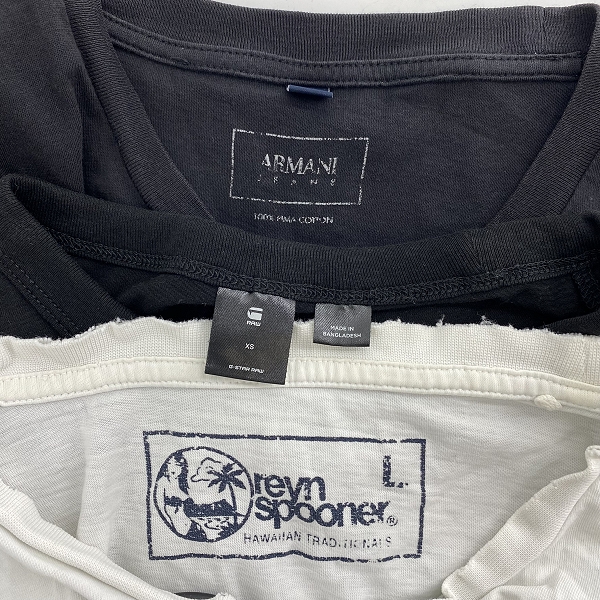 実際に弊社で買取させて頂いたARMANI JEANS/アルマーニジーンズ  G-STAR RAW/ジースターロウ 他 半袖Tシャツ  3点セットの画像 2枚目
