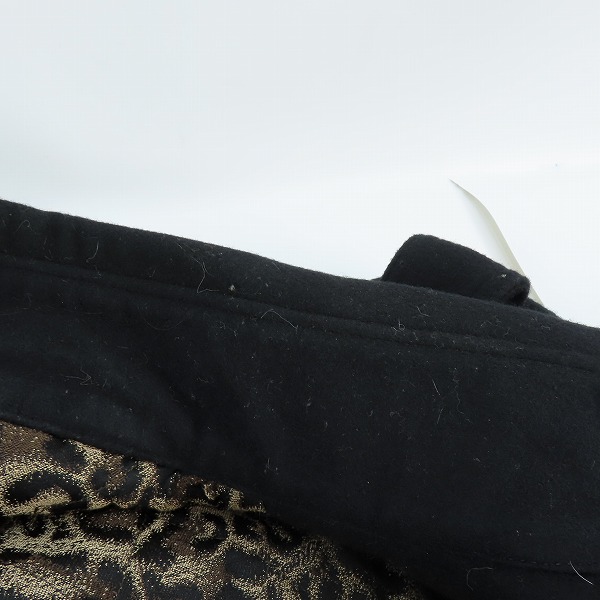 実際に弊社で買取させて頂いたRoen/ロエン チェック切替 裏地レオパード柄 ウール ダブルライダース ジャケット 75132102 /46の画像 5枚目