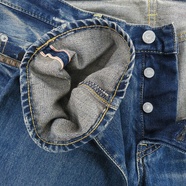 実際に弊社で買取させて頂いたHYSTERIC GLAMOUR×mastermind JAPAN/ヒステリックグラマー×マスターマインド 国旗パッチデニムパンツ 0222AP16/34の画像 2枚目