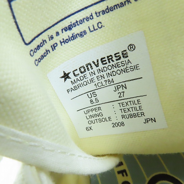 実際に弊社で買取させて頂いたCONVERSE ADDICT/コンバース アディクト COACH CANVAS HI 1CL784 スニーカー/27.0の画像 5枚目