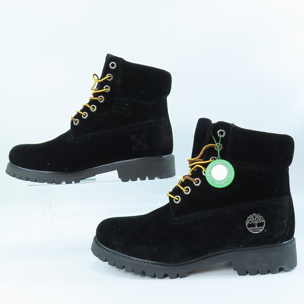 実際に弊社で買取させて頂いたTimberland×OFF-WHITE/ティンバーランド×オフホワイト ベロア 6インチ ブーツ ブラック A1Q8B/8の画像 3枚目