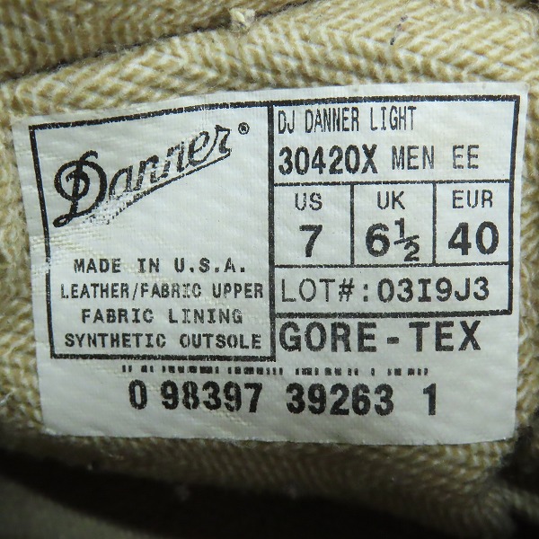 実際に弊社で買取させて頂いたDANNER/ダナー GORE-TEX DJ DANNER LIGHT/ダナーライト トレッキングブーツ 30420X/US7の画像 5枚目