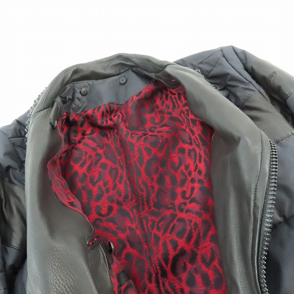 実際に弊社で買取させて頂いたRoen/ロエン 鹿革 レザー切替/スタッズ 裏地レオパード柄 ダブルライダースジャケット 69832029 /46の画像 4枚目
