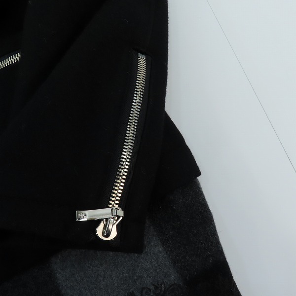 実際に弊社で買取させて頂いたRoen/ロエン チェック切替 裏地レオパード柄 ウール ダブルライダース ジャケット 75132102 /46の画像 7枚目