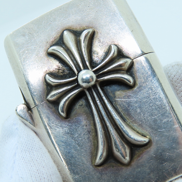 実際に弊社で買取させて頂いたCHROME HEARTS/クロムハーツ ZIPPO/ジッポー V1 スモールCHクロス オイルライターの画像 7枚目