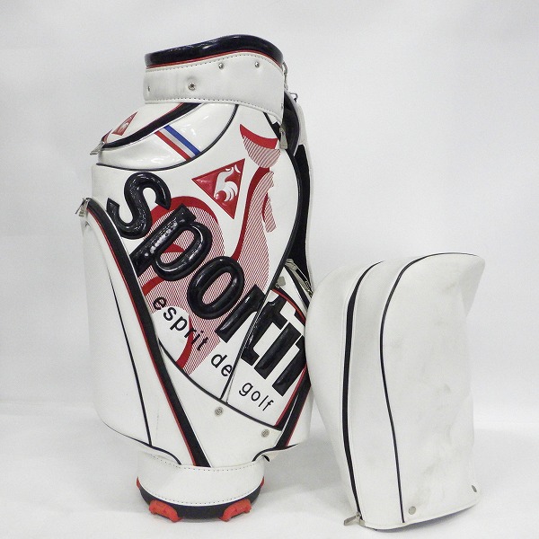 実際に弊社で買取させて頂いたle coq sportif/ルコックスポルティフ ゴルフ QQ1194 9型 6分割キャディバッグ ホワイトの画像 1枚目
