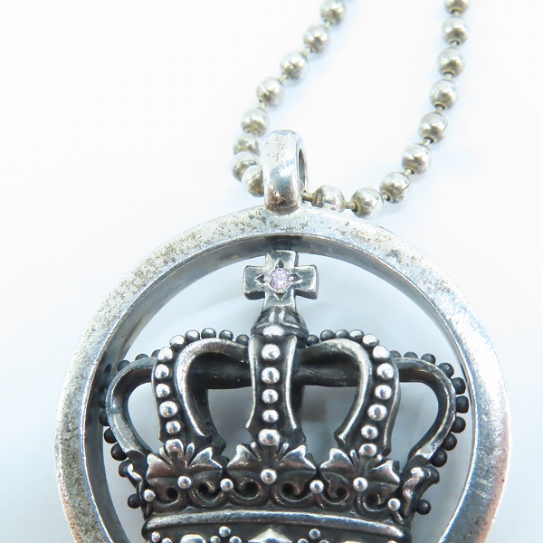 実際に弊社で買取させて頂いた【ギャラ付き】Justin Davis/ジャスティンデイビス クラウン ペンダント w/ピンクジルコニア SKJ100の画像 6枚目