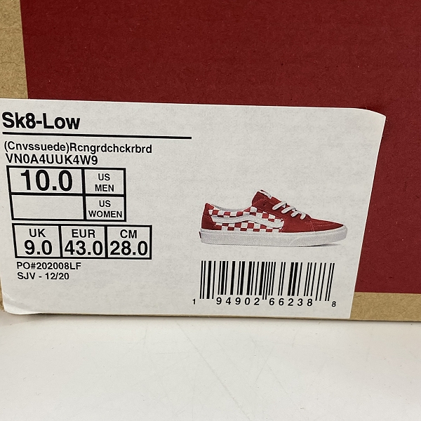 実際に弊社で買取させて頂いたVANS/ヴァンズ SK8-LOW スケートロー VN0A4UUK4W9 28.0の画像 9枚目