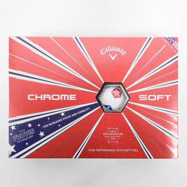 実際に弊社で買取させて頂いた【未使用】Callaway/キャロウェイ CHROME SOFT TRUVIS/クロムソフト ゴルフボール スターズ＆ストライプス ホワイト 1ダース の画像 2枚目