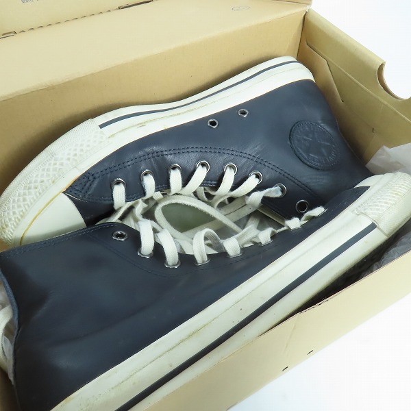 実際に弊社で買取させて頂いたCONVERSE × MHL/コンバース×マーガレットハウエル レザーハイカットスニーカー ダークネイビー 1CJ366/27.5の画像 8枚目