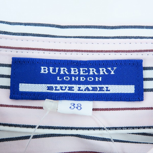 実際に弊社で買取させて頂いた【未使用】BURBERRY BLUE LABEL/バーバリーブルーレーベル ストライプ 半袖シャツ FE550-103-12/38の画像 2枚目
