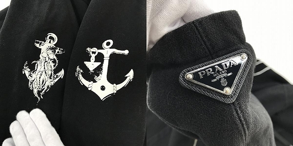 実際に弊社で買取させて頂いた【JPタグ】PRADA/プラダ 22SS 三角プレート ジップアップパーカー UJL13A/S の画像 7枚目