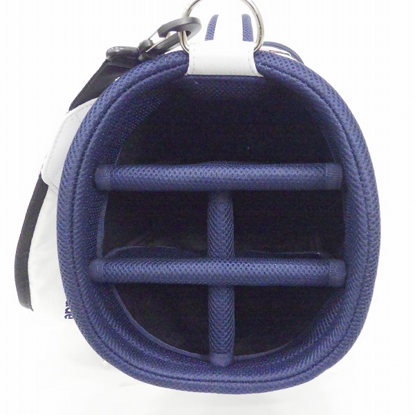 実際に弊社で買取させて頂いたTaylorMade/テーラーメイド KY321 9型 5分割トゥルーライト キャディバッグ ホワイトｘネイビーｘレッドの画像 3枚目