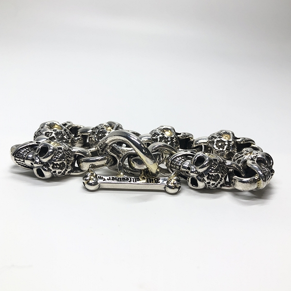 実際に弊社で買取させて頂いたBWL/ビルウォールレザー グラフィティ ヴィンテージ スカル リンク ブレスレット w/ゴールドサダー/7リンクの画像 2枚目