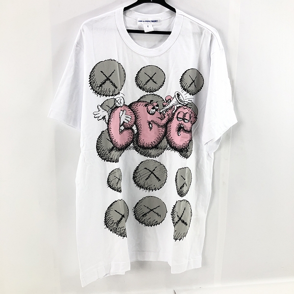 実際に弊社で買取させて頂いたCOMME des GARCONS SHIRT×KAWS/コムデギャルソンシャツ×カウズ カラープリント Tシャツ FH-T003/XL