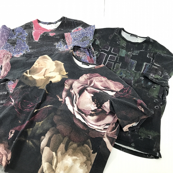 実際に弊社で買取させて頂いた【おまとめ】LAD MUSICIAN/ラッドミュージシャン フラワー/ローズ/スカル/世界地図/十字架 総柄 ビッグTシャツの画像 1枚目