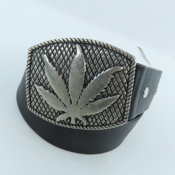 実際に弊社で買取させて頂いたLucien pellat-finet/ルシアンペラフィネ ガンジャ/マリファナバックル レザー ベルト 30/75cm