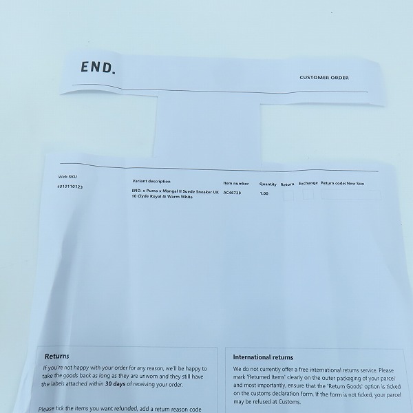 実際に弊社で買取させて頂いた世界300足限定 END × PUMA SUEDE MANGAL II/エンド × プーマ スウェード マンガル Ⅱ401011-01/29 の画像 7枚目