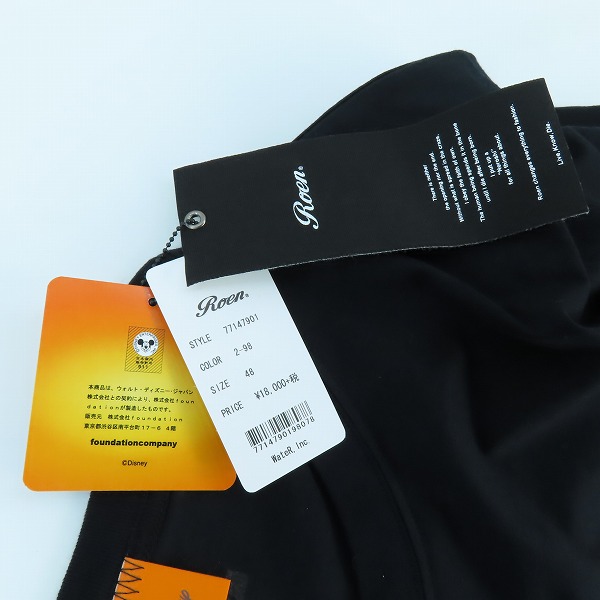 実際に弊社で買取させて頂いた【未使用】Roen×Disney/ロエン×ディズニー ハロウィン限定 ミッキーマウス 吸血鬼 Tシャツ 48の画像 9枚目