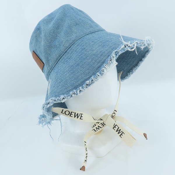 実際に弊社で買取させて頂いた【JPタグ】LOEWE/ロエベ フレイド フィッシャーマン ハット  デニム＆カーフ K820HF1X26/57