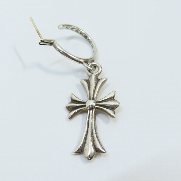 実際に弊社で買取させて頂いたCHROME HEARTS/クロムハーツ TINY CH CROSS タイニーCHクロス フープピアスの画像 1枚目