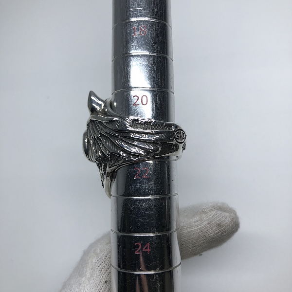 実際に弊社で買取させて頂いた【ギャラ付/1点物】BWL グラフィティマスタースカルリング ガーネットアイズ 18K Xボーンスカル w/2ダイヤアイズ/21.5号の画像 6枚目