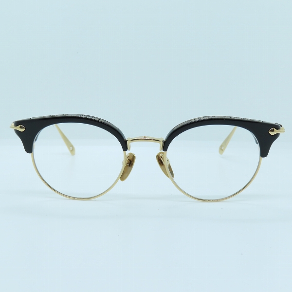 実際に弊社で買取させて頂いたCHROME HEARTS/クロムハーツ SLUNTRADICTION II クロスボール ハーフリム ラウンドメガネ/度入り眼鏡/アイウェア