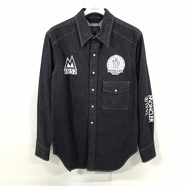 実際に弊社で買取させて頂いた【JPタグ】MONCLER/モンクレール 21AW CAMICIA カミーチェ ロゴデザイン 長袖デニムシャツ インディゴ G20922F00001/M