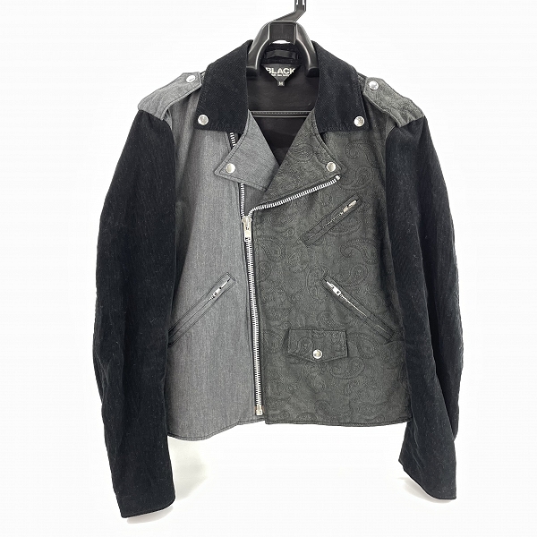 実際に弊社で買取させて頂いたBLACK COMME des GARCONS/ブラックコムデギャルソン ダブルライダースジャケット ペーズリー 1L-J003 AD2013/M