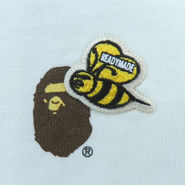 実際に弊社で買取させて頂いたA BATHING APE×READYMADE/アベイシングエイプ×レディメイド 刺繍入り Tシャツ WHITE × GREEN CAMO/XLの画像 2枚目
