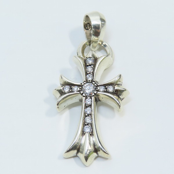 実際に弊社で買取させて頂いたCHROME HEARTS/クロムハーツ スモールCHクロス プレーンベイル パヴェダイヤの画像 1枚目