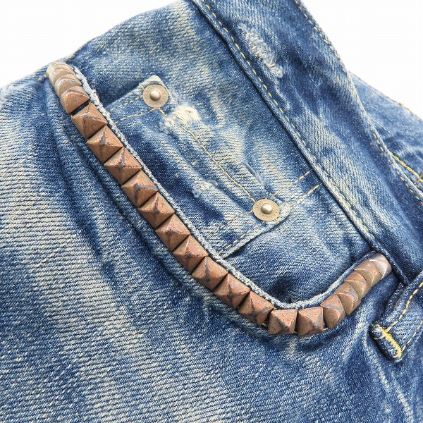 実際に弊社で買取させて頂いたHYSTERIC GLAMOUR/ヒステリックグラマー リペア加工 スタッズ付デニムパンツ 0211AP08/34の画像 7枚目