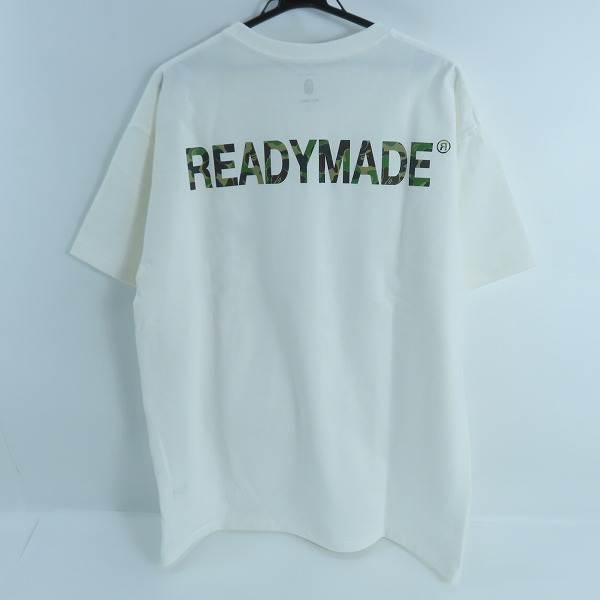 実際に弊社で買取させて頂いたA BATHING APE×READYMADE/アベイシングエイプ×レディメイド 刺繍入り Tシャツ WHITE × GREEN CAMO/XLの画像 1枚目