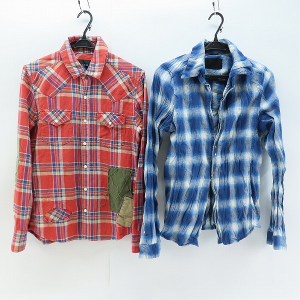 実際に弊社で買取させて頂いたAKM/エイケイエム/junhashimoto/ジュンハシモト PATCHWORK CHECK WESTERN/WRINKLE CHECK チェックシャツ/M/2/２点セット