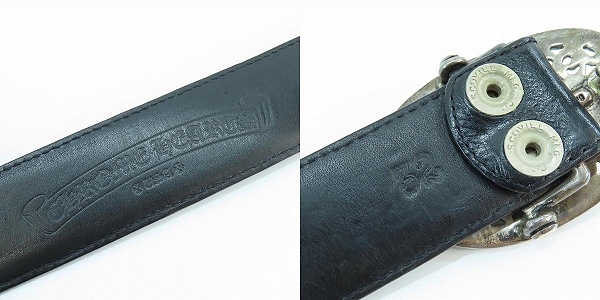 実際に弊社で買取させて頂いたCHROME HEARTS/クロムハーツ クラシックオーバルクロスバックルベルト 32の画像 3枚目