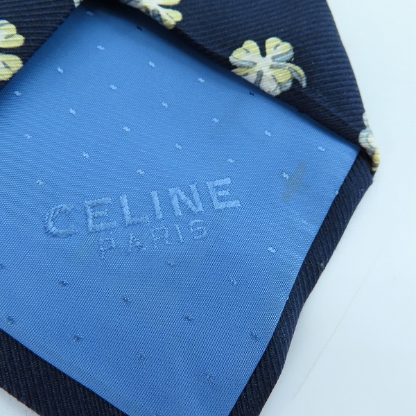 実際に弊社で買取させて頂いたCELINE/セリーヌ 四つ葉クローバー 総柄 シルク ネクタイの画像 5枚目
