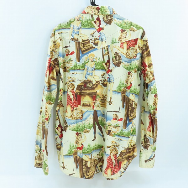 実際に弊社で買取させて頂いたEVISU/エヴィス ウエスタンシャツ ガールイラスト 長袖シャツ ベージュ/42の画像 1枚目