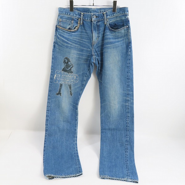実際に弊社で買取させて頂いたHYSTERIC GLAMOUR/ヒステリックグラマー VIXEN GIRL刺繍 ストレートデニムパンツ 02213AP20/32