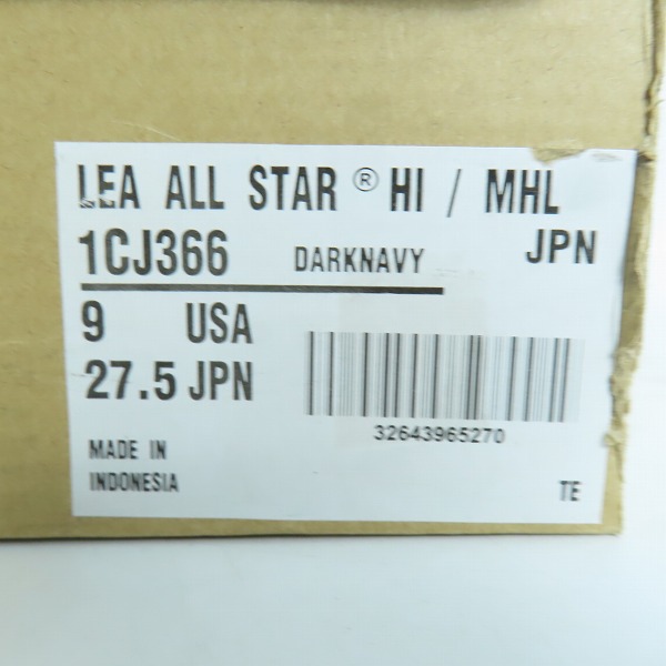 実際に弊社で買取させて頂いたCONVERSE × MHL/コンバース×マーガレットハウエル レザーハイカットスニーカー ダークネイビー 1CJ366/27.5の画像 9枚目