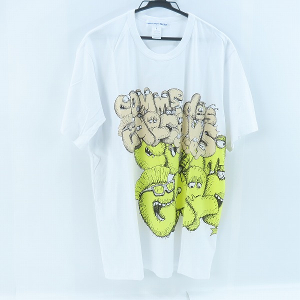 実際に弊社で買取させて頂いたCOMME des GARCONS SHIRT×KAWS/コムデギャルソンシャツ×カウズ マルチデザインプリントTシャツ FH-T005/XL